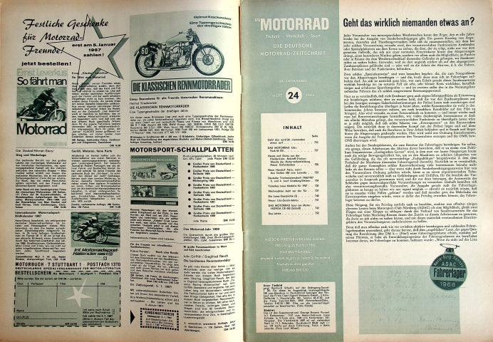 Inhaltsverzeichnis Motorrad 24/1966