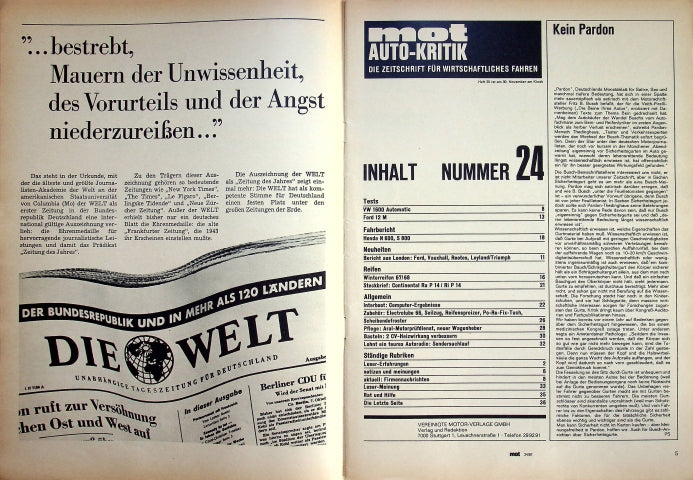 Inhaltsverzeichnis MOT 24/1967
