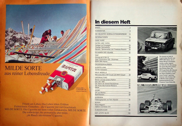 Inhaltsverzeichnis Auto Motor und Sport 24/1968