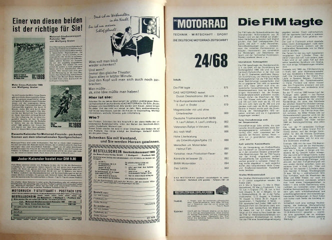 Inhaltsverzeichnis Motorrad 24/1968