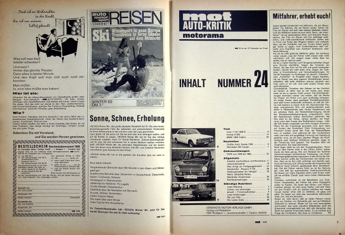 Inhaltsverzeichnis MOT 24/1968