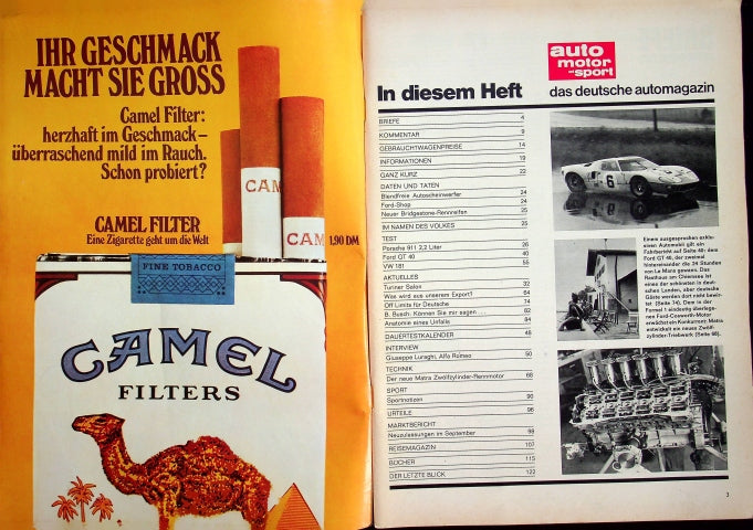 Inhaltsverzeichnis Auto Motor und Sport 24/1969