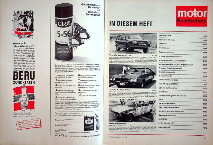 Inhaltsverzeichnis Motor Rundschau 24/1969