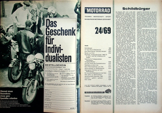 Inhaltsverzeichnis Motorrad 24/1969