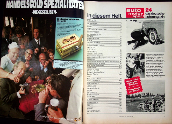 Inhaltsverzeichnis Auto Motor und Sport 24/1970
