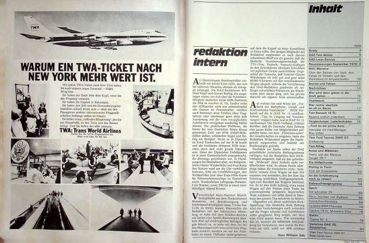 Inhaltsverzeichnis Autozeitung 24/1970