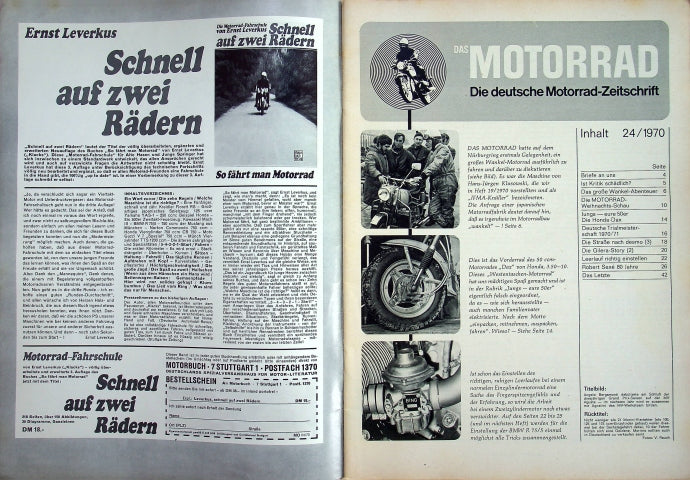 Inhaltsverzeichnis Motorrad 24/1970