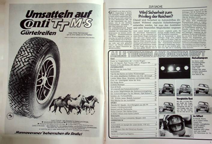 Inhaltsverzeichnis Autozeitung 24/1971