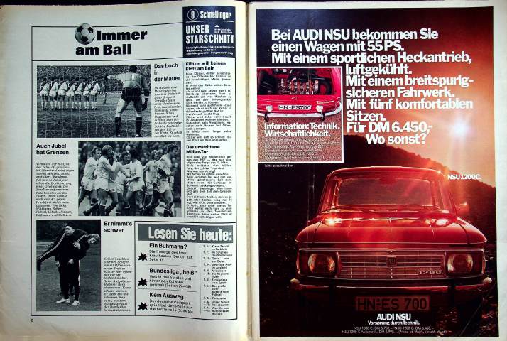 Inhaltsverzeichnis Kicker 24/1971