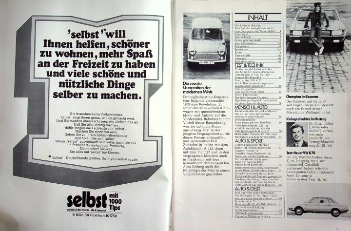 Inhaltsverzeichnis Autozeitung 24/1972