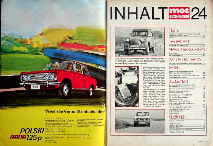 Inhaltsverzeichnis MOT 24/1972