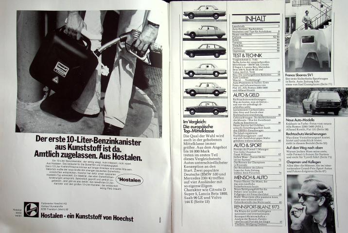 Inhaltsverzeichnis Autozeitung 24/1973