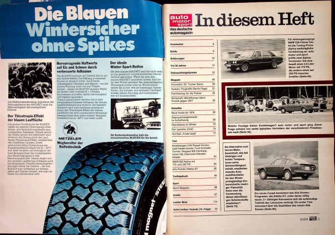Inhaltsverzeichnis Auto Motor und Sport 24/1974