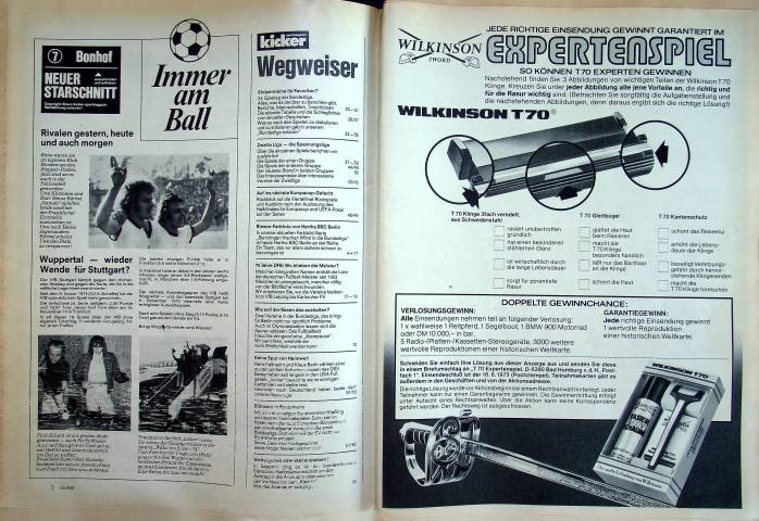 Inhaltsverzeichnis Kicker 24/1975