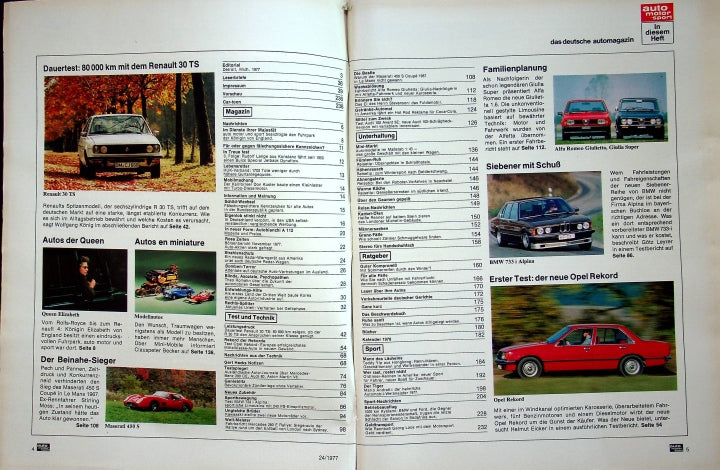 Inhaltsverzeichnis Auto Motor und Sport 24/1977