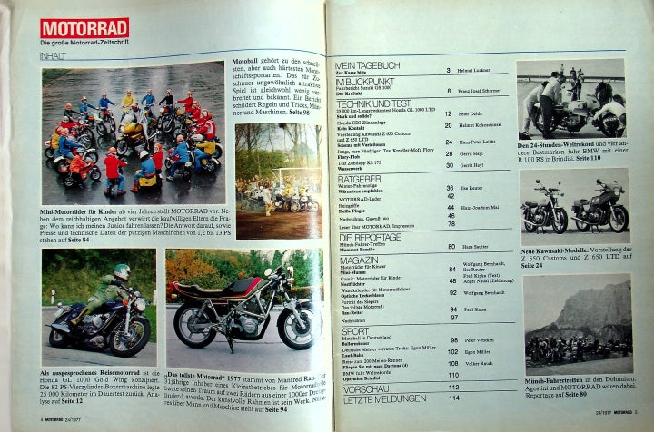 Inhaltsverzeichnis Motorrad 24/1977