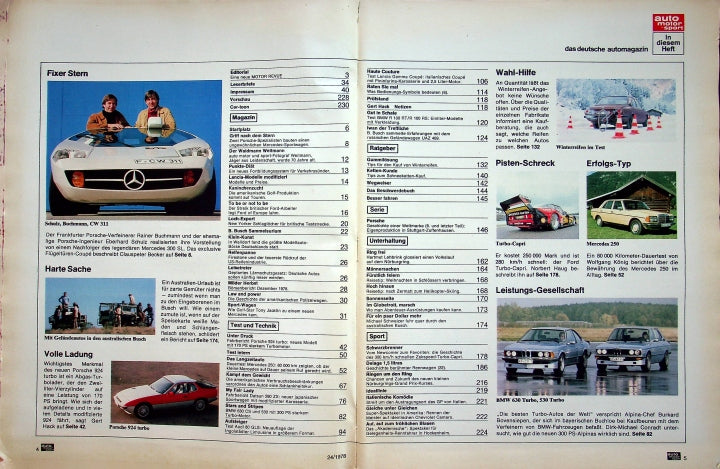 Inhaltsverzeichnis Auto Motor und Sport 24/1978
