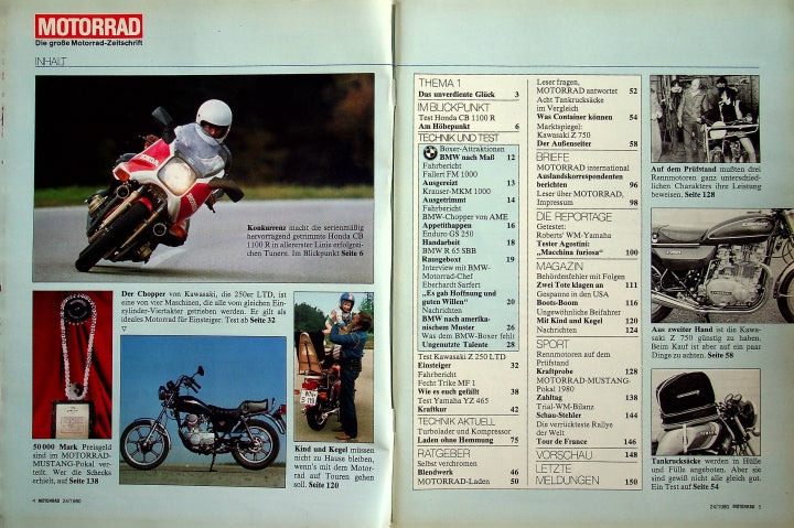 Inhaltsverzeichnis Motorrad 24/1980