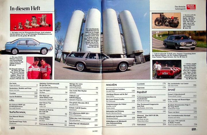 Inhaltsverzeichnis Auto Motor und Sport 24/1983