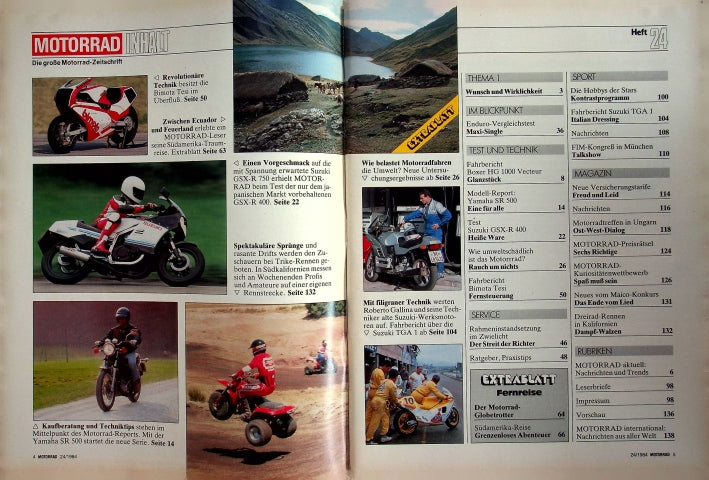 Inhaltsverzeichnis Motorrad 24/1984