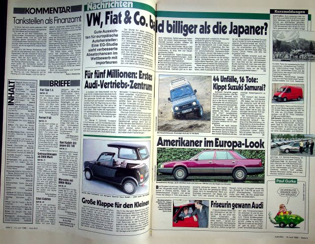 Inhaltsverzeichnis Auto Bild 24/1988