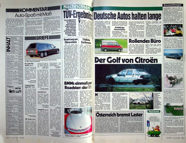 Inhaltsverzeichnis Auto Bild 24/1989