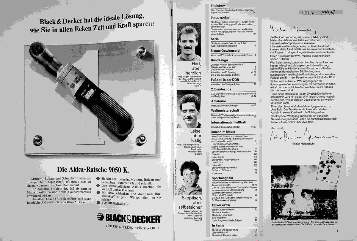 Inhaltsverzeichnis Kicker 24/1990