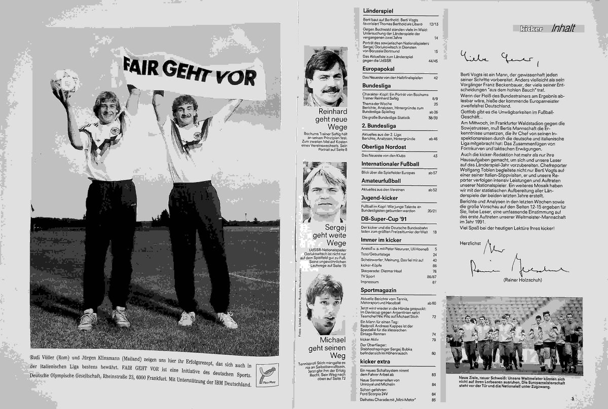 Inhaltsverzeichnis Kicker 24/1991