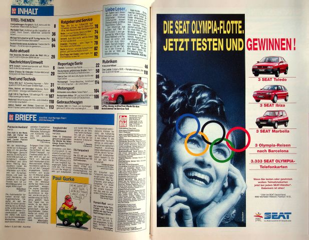 Inhaltsverzeichnis Auto Bild 24/1992