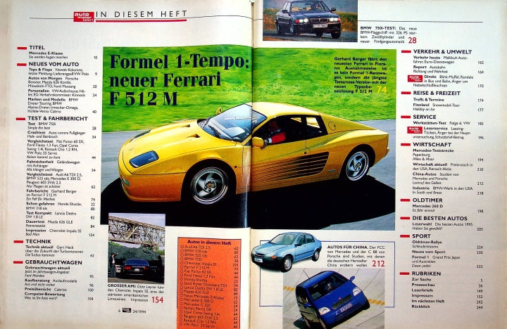 Inhaltsverzeichnis Auto Motor und Sport 24/1994