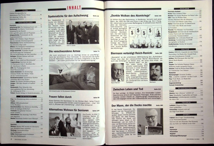 Inhaltsverzeichnis Spiegel 24/1994