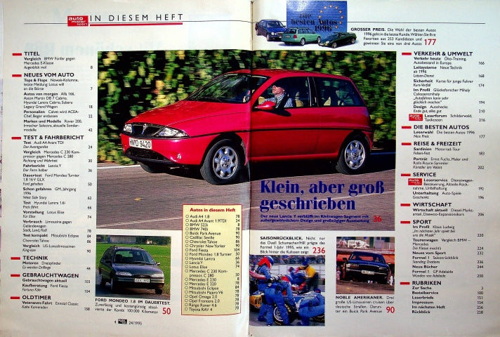 Inhaltsverzeichnis Auto Motor und Sport 24/1995