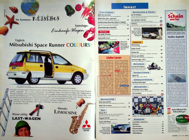 Inhaltsverzeichnis Auto Bild 24/1996