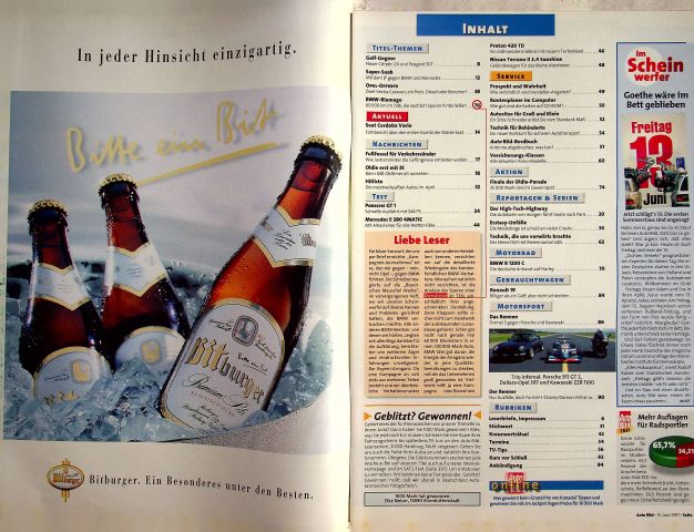Inhaltsverzeichnis Auto Bild 24/1997