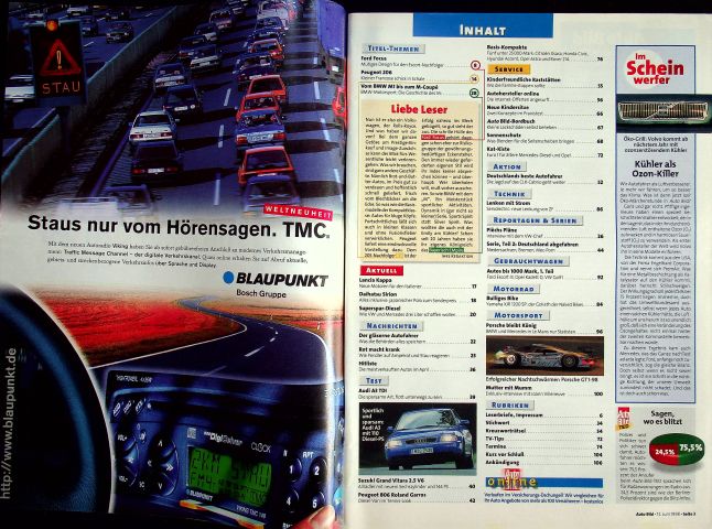 Inhaltsverzeichnis Auto Bild 24/1998