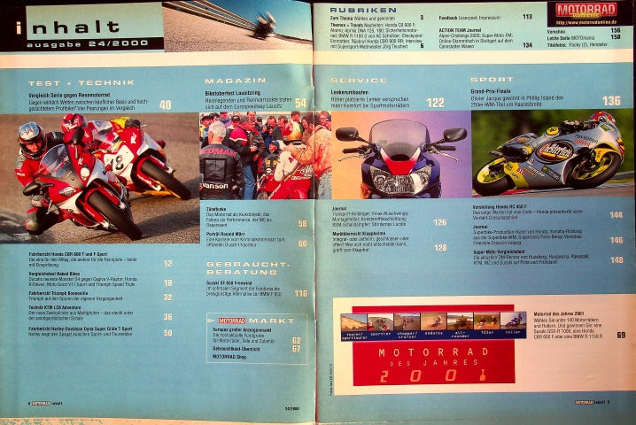 Inhaltsverzeichnis Motorrad 24/2000