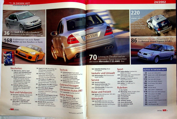 Inhaltsverzeichnis Auto Motor und Sport 24/2002