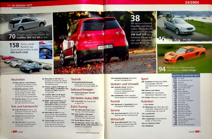 Inhaltsverzeichnis Auto Motor und Sport 24/2004