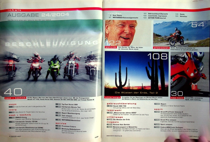 Inhaltsverzeichnis Motorrad 24/2004