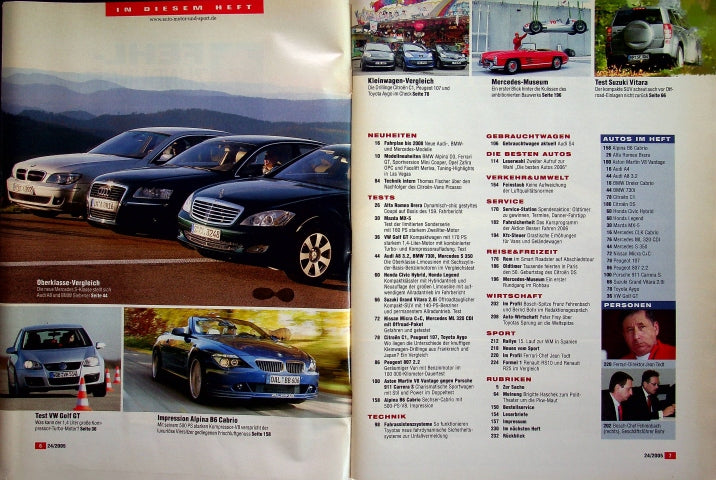 Inhaltsverzeichnis Auto Motor und Sport 24/2005
