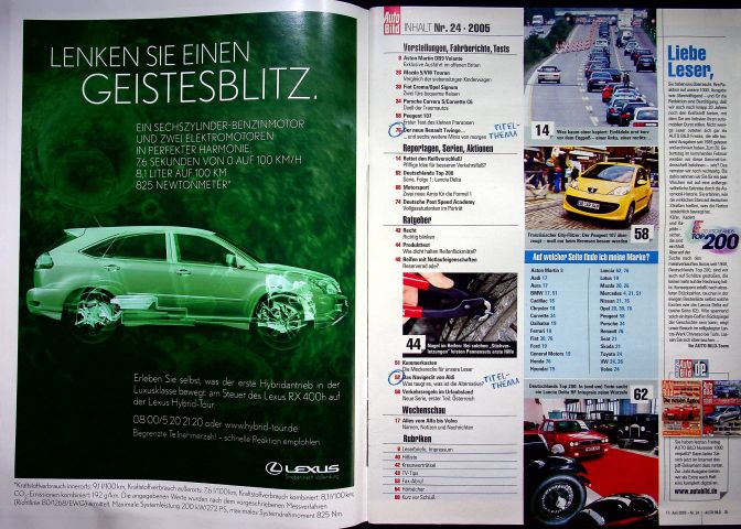 Inhaltsverzeichnis Auto Bild 24/2005
