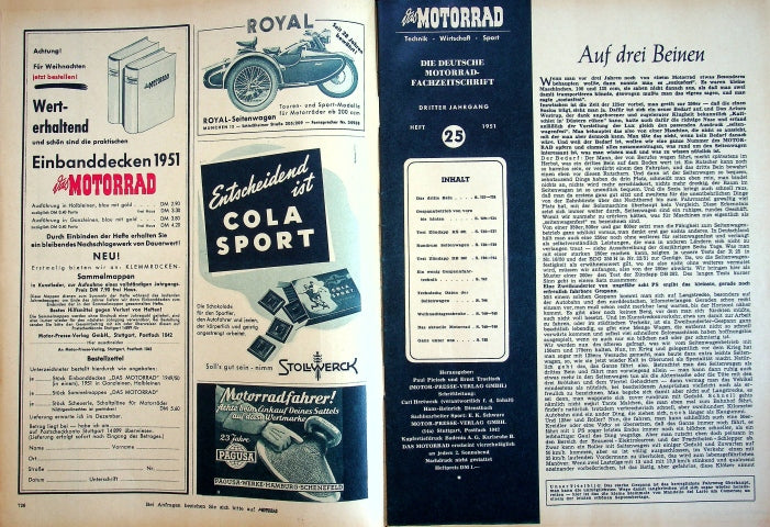 Inhaltsverzeichnis Motorrad 25/1951