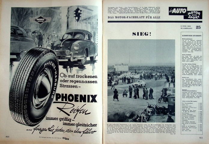Inhaltsverzeichnis Auto Motor und Sport 25/1952