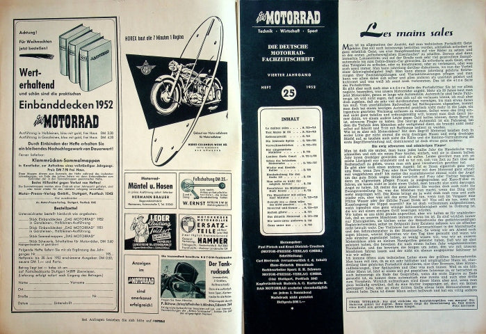 Inhaltsverzeichnis Motorrad 25/1952