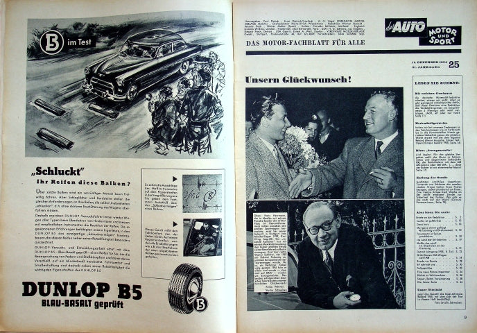 Inhaltsverzeichnis Auto Motor und Sport 25/1954