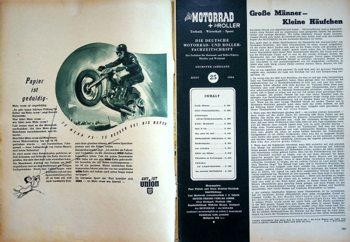 Inhaltsverzeichnis Motorrad 25/1954