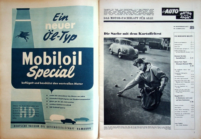 Inhaltsverzeichnis Auto Motor und Sport 25/1955