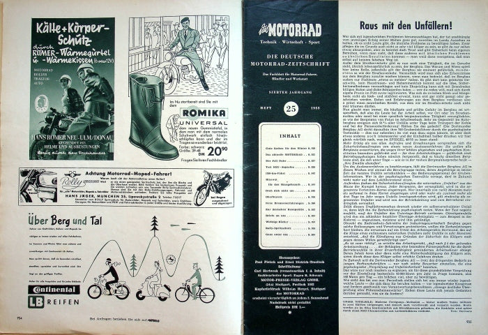 Inhaltsverzeichnis Motorrad 25/1955
