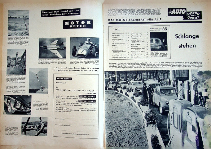Inhaltsverzeichnis Auto Motor und Sport 25/1956