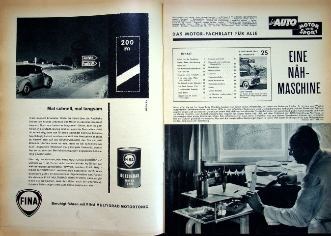 Inhaltsverzeichnis Auto Motor und Sport 25/1959